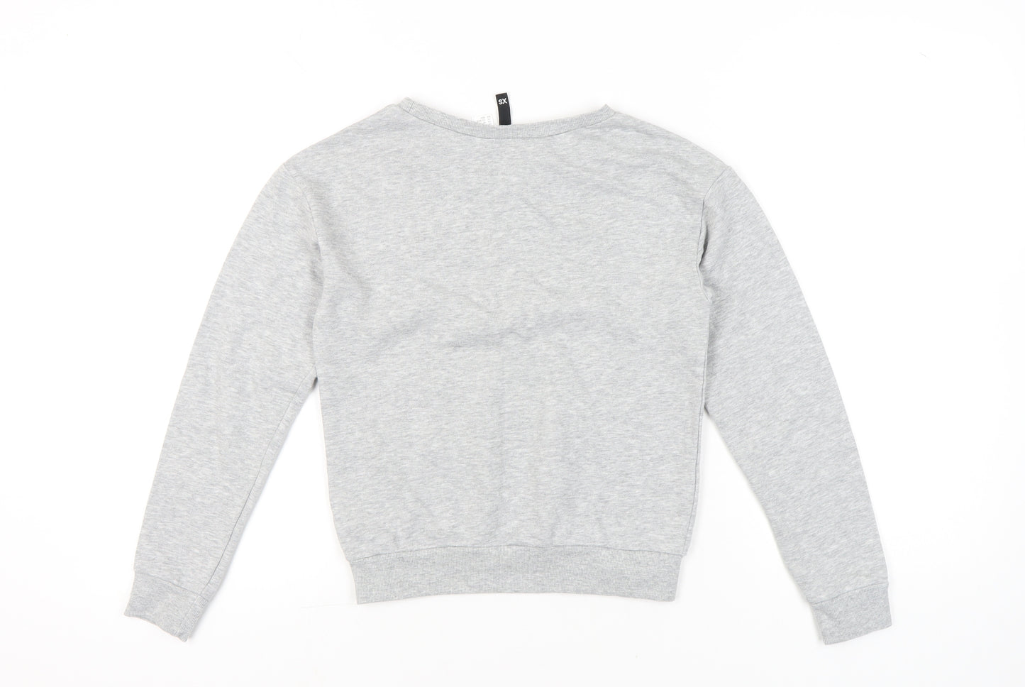 Boohoo Womens Grey XS Pullover Sweatshirt Graphic Print Chic