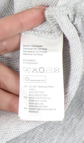 Boohoo Womens Grey XS Pullover Sweatshirt Graphic Print Chic