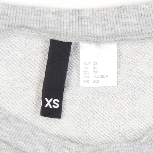 Boohoo Womens Grey XS Pullover Sweatshirt Graphic Print Chic