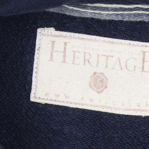 Heritage Men’s Blue Pullover Hoodie M Embroidered Graphic