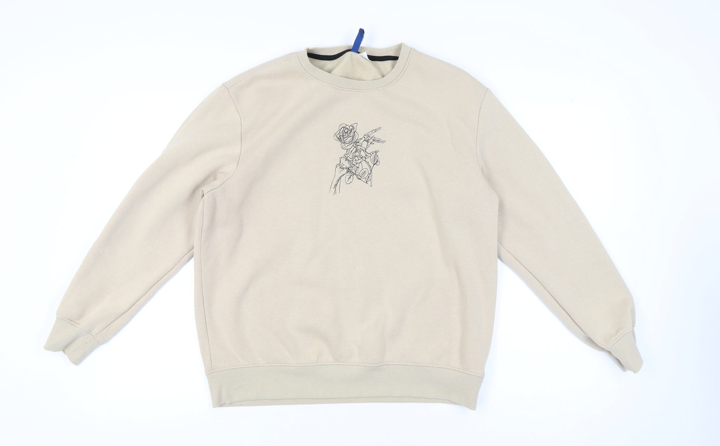 H&M Divided Women’s Beige Graphic Sweatshirt UK S Cotton Blend