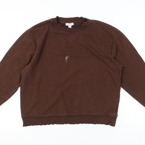 Topshop Women’s Brown Petite M Cotton Blend Crew Neck Sweatshirt