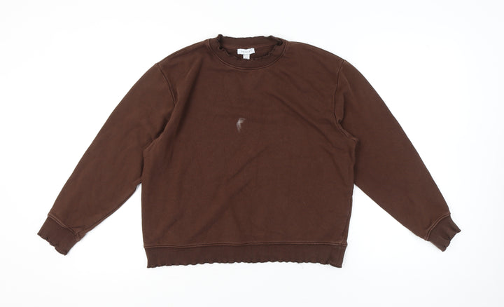 Topshop Women’s Brown Petite M Cotton Blend Crew Neck Sweatshirt