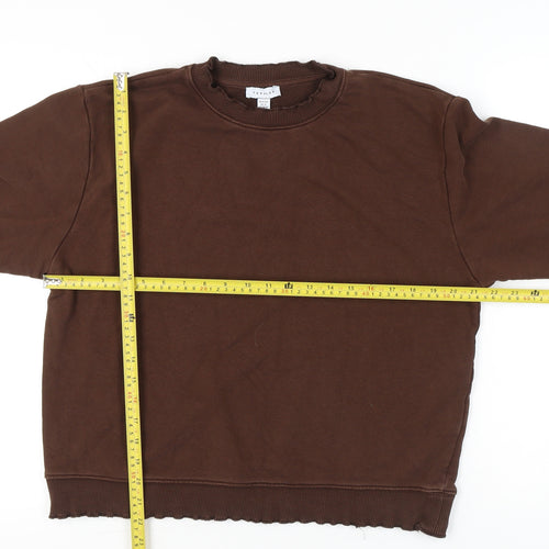 Topshop Women’s Brown Petite M Cotton Blend Crew Neck Sweatshirt