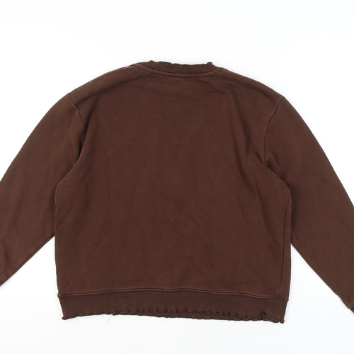 Topshop Women’s Brown Petite M Cotton Blend Crew Neck Sweatshirt