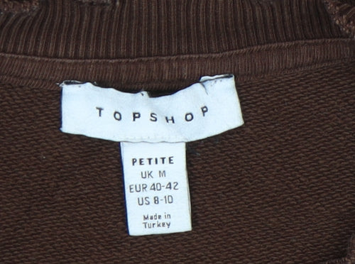 Topshop Women’s Brown Petite M Cotton Blend Crew Neck Sweatshirt
