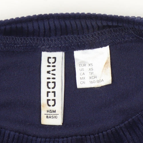 H&M Divided Women’s Blue Velvet Pullover Sweatshirt XS