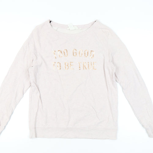 H&M Women’s Beige Cotton Sweatshirt Size 12 Crew Neck Pullover