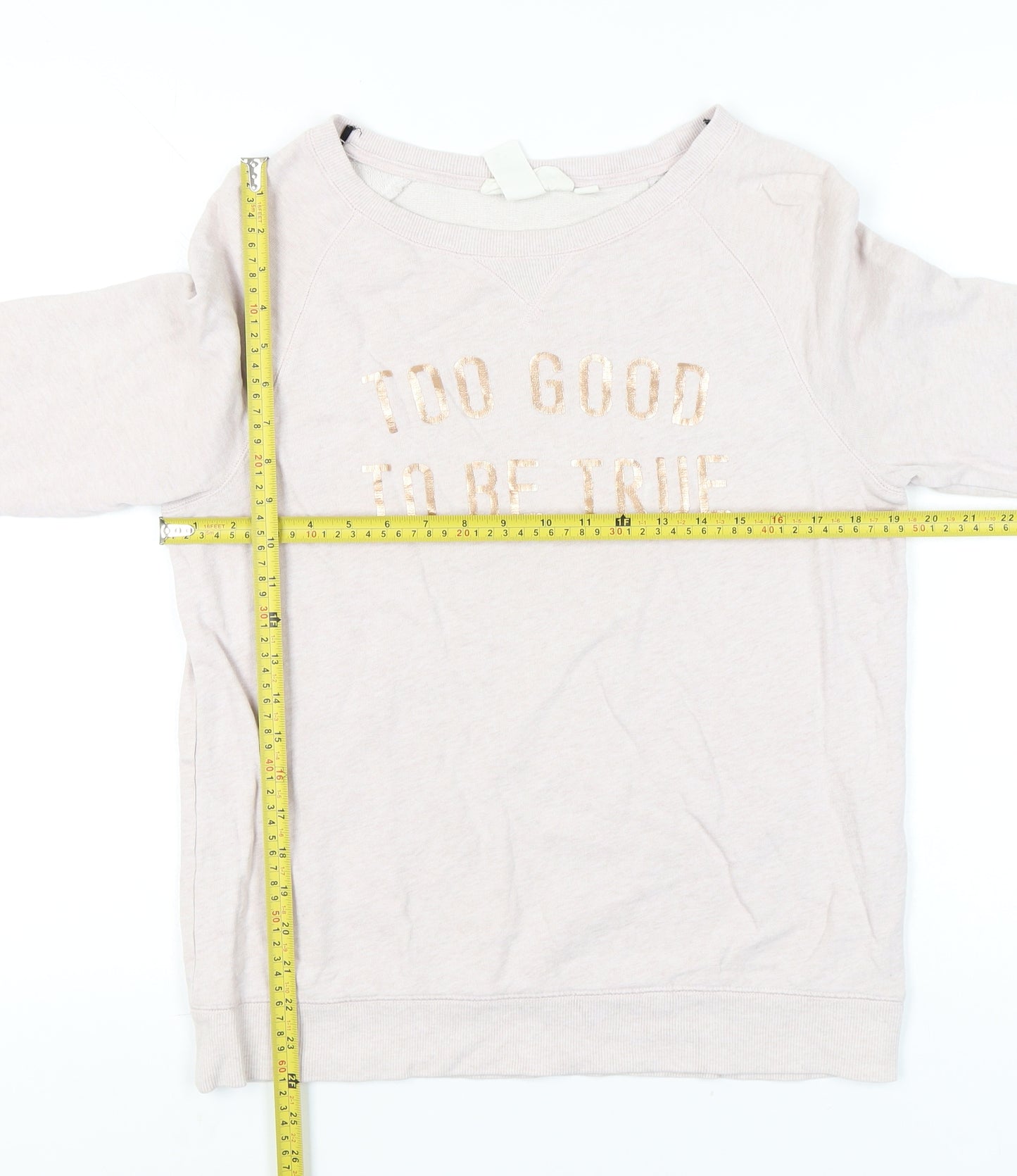 H&M Women’s Beige Cotton Sweatshirt Size 12 Crew Neck Pullover