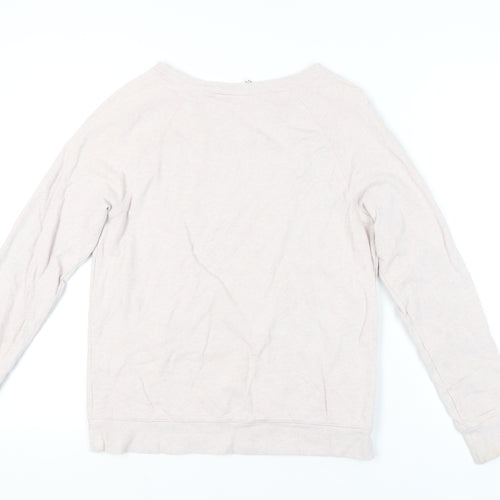 H&M Women’s Beige Cotton Sweatshirt Size 12 Crew Neck Pullover