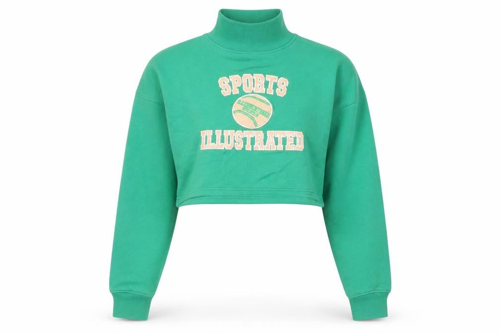 Nasty Gal Women’s Green Sports Illustrated Cropped Sweatshirt UK 10