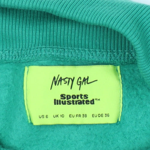 Nasty Gal Women’s Green Sports Illustrated Cropped Sweatshirt UK 10