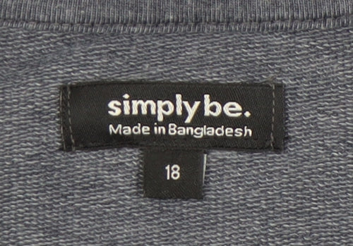 Simply Be Women’s Blue Size 18 Pullover Sweatshirt Cotton Blend
