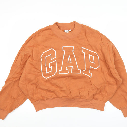 GAP Women’s Orange Logo Pullover Sweatshirt M Relaxed Fit