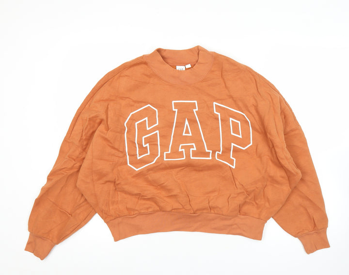 GAP Women’s Orange Logo Pullover Sweatshirt M Relaxed Fit