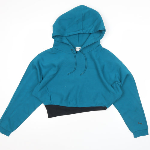 Puma Women’s Blue Pullover Hoodie Size M Logo Sportswear
