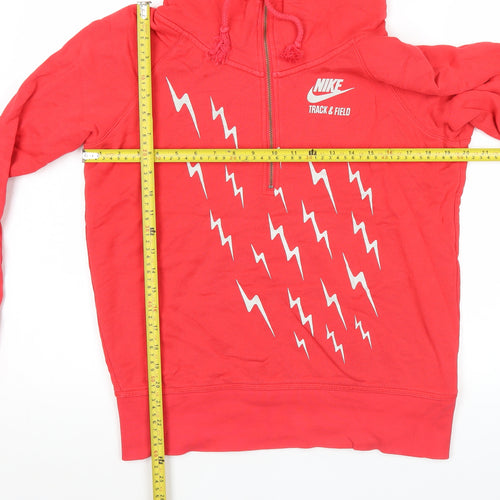 Nike Women’s Red XL Hoodie Track & Field Lightning Print 1/2 Zip