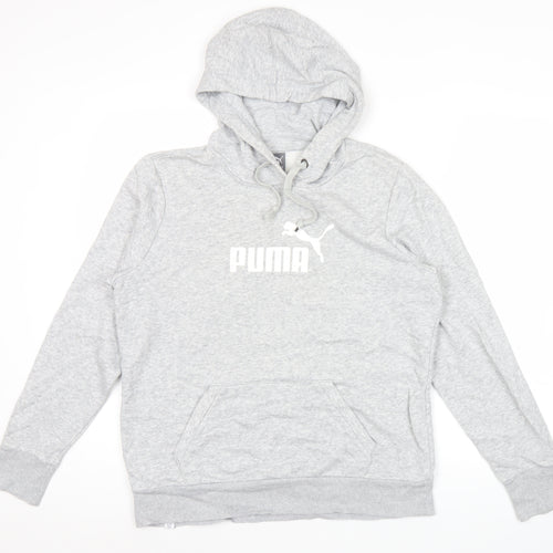 Puma Womens Grey Hoodie Size 14 UK Pullover Logo Sweatshirt