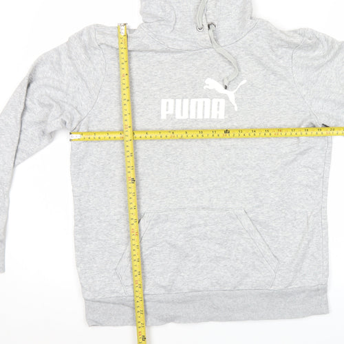 Puma Womens Grey Hoodie Size 14 UK Pullover Logo Sweatshirt