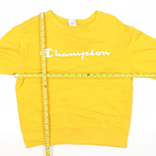 Champion Mens Yellow Medium Sweatshirt Pullover Crew Neck Logo