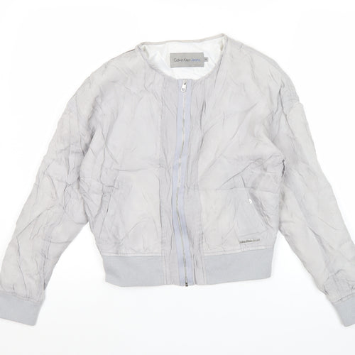 Calvin Klein Jeans Women’s Grey XS Bomber Jacket Cotton Zip