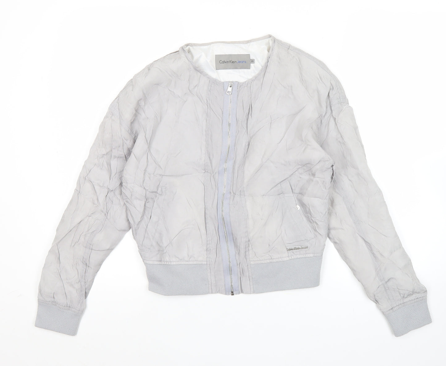 Calvin Klein Jeans Women’s Grey XS Bomber Jacket Cotton Zip