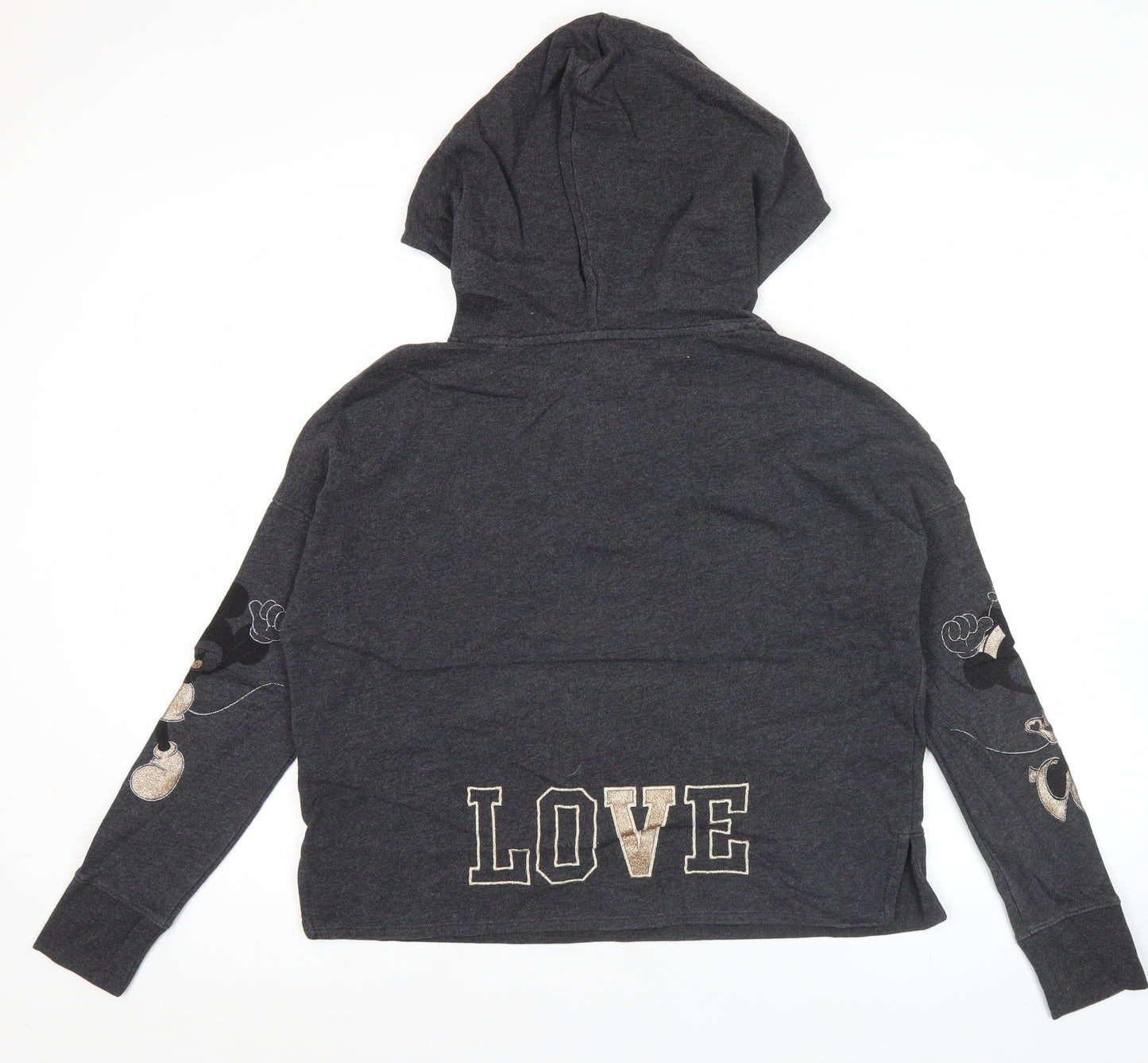 Disney GAP Womens Charcoal Hoodie XS Pullover Embroidered Love Graphic