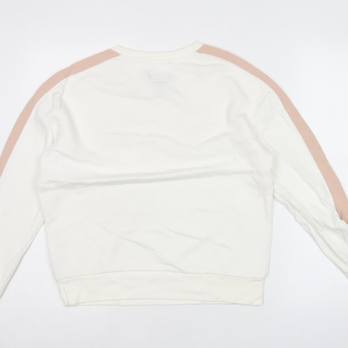 Converse Women Ivory Pink Stripe Sweatshirt Medium Cotton Blend