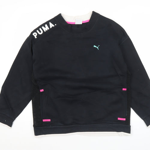 Puma Womens Black Medium Sweatshirt Crew Neck Long Sleeve Sportswear