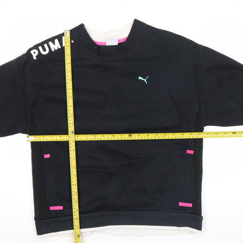 Puma Womens Black Medium Sweatshirt Crew Neck Long Sleeve Sportswear