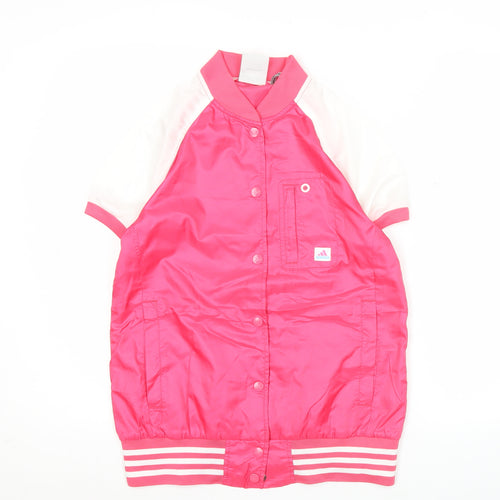 Adidas Unisex Pink Varsity Jacket Size M Short Sleeve Lightweight