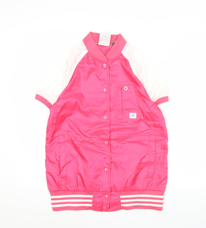 Adidas Unisex Pink Varsity Jacket Size M Short Sleeve Lightweight