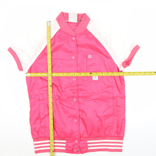 Adidas Unisex Pink Varsity Jacket Size M Short Sleeve Lightweight