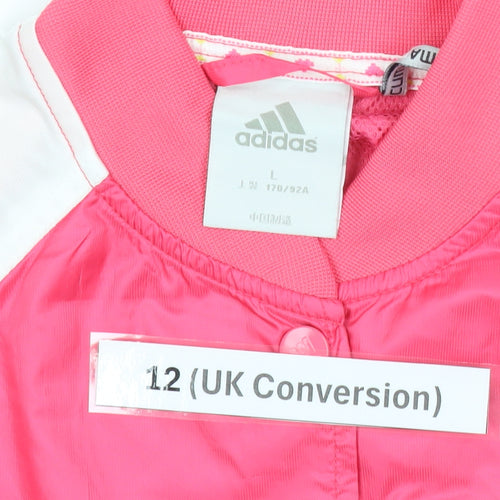 Adidas Unisex Pink Varsity Jacket Size M Short Sleeve Lightweight