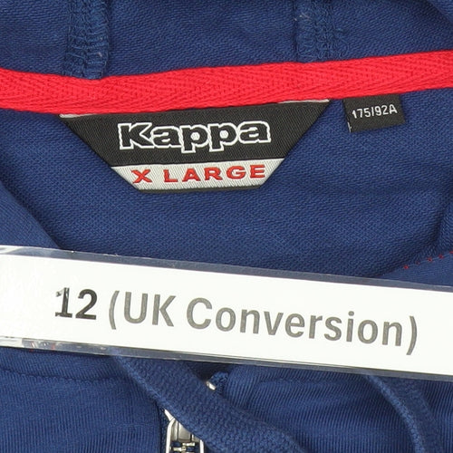 Kappa Womens Blue Full Zip Hoodie UK 12 Logo Sportswear