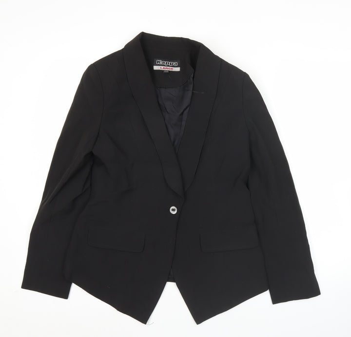 Kappa Women’s Black Blazer Jacket Size 12 Shawl Lapel Workwear
