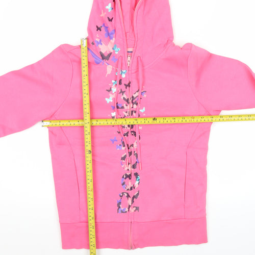 Reebok Womens Pink Full Zip Hoodie Size 10 Butterfly Print
