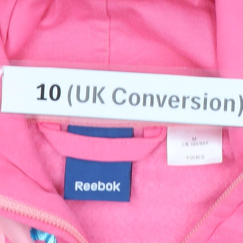 Reebok Womens Pink Full Zip Hoodie Size 10 Butterfly Print