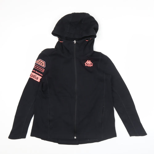 Kappa Womens Black Full Zip Hoodie Sweatshirt Size 12 Logo Sportswear