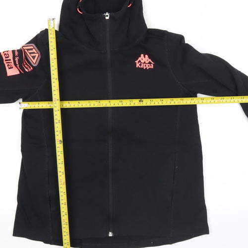 Kappa Womens Black Full Zip Hoodie Sweatshirt Size 12 Logo Sportswear