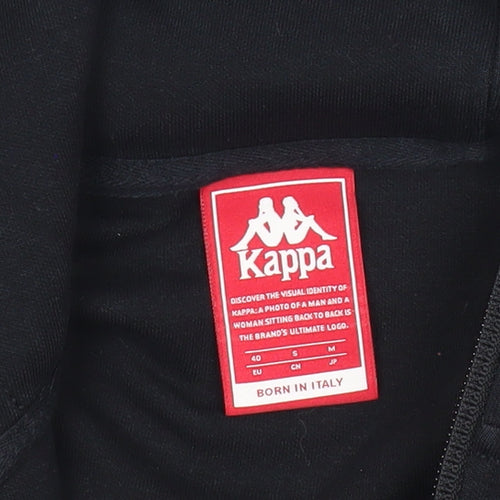 Kappa Womens Black Full Zip Hoodie Sweatshirt Size 12 Logo Sportswear