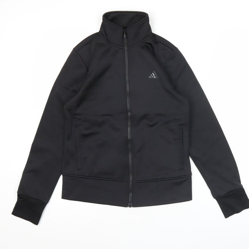 Adidas Women's Black Size 8 Slim Fit Track Jacket Full Zip