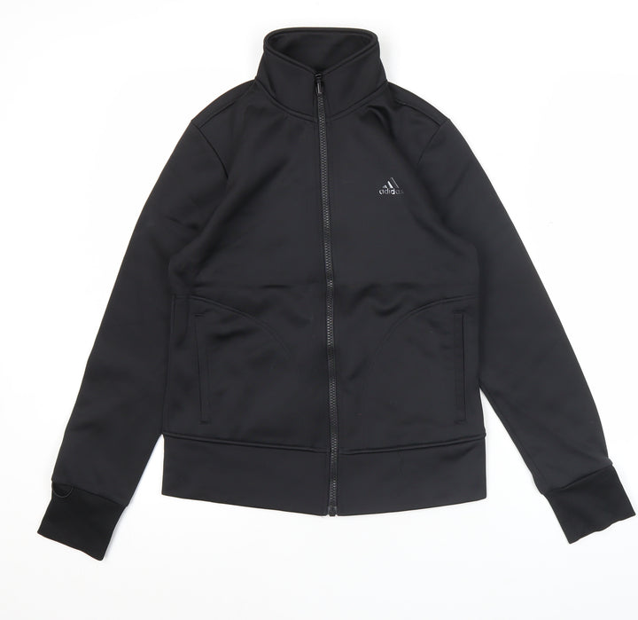 Adidas Women's Black Size 8 Slim Fit Track Jacket Full Zip