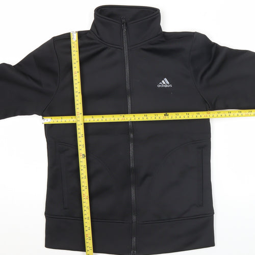Adidas Women's Black Size 8 Slim Fit Track Jacket Full Zip