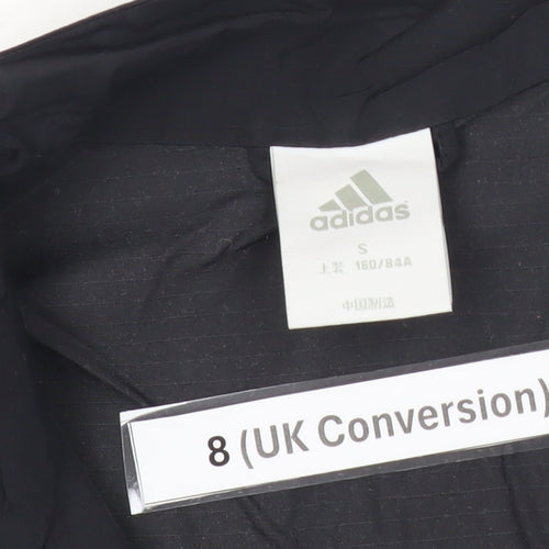 Adidas Womens Black Size 8 Windbreaker Jacket Hooded Lightweight