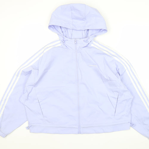 Adidas Neo Women’s Purple Track Jacket Size 8 Hooded Full Zip