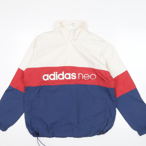Adidas Neo Men’s XS Colour Block 1/4 Zip Sweatshirt White Red Blue