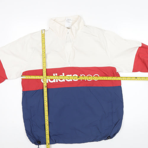Adidas Neo Men’s XS Colour Block 1/4 Zip Sweatshirt White Red Blue