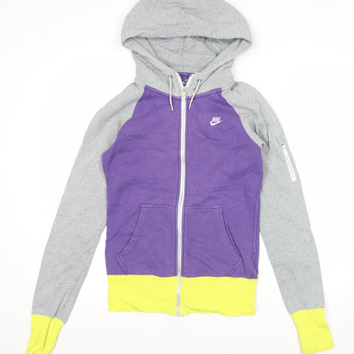 Nike Womens Purple Grey Full Zip Hoodie Size S Organic Cotton