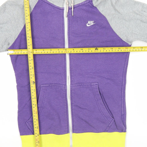 Nike Womens Purple Grey Full Zip Hoodie Size S Organic Cotton